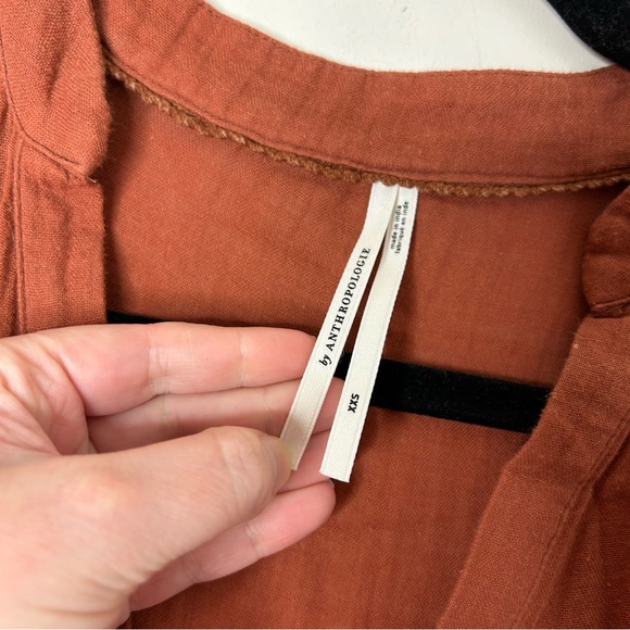 Anthropologie Kallie Flowy Maxi Dress Brown Crinkled Cotton Gauze Empire Waist - Picture 13 of 16